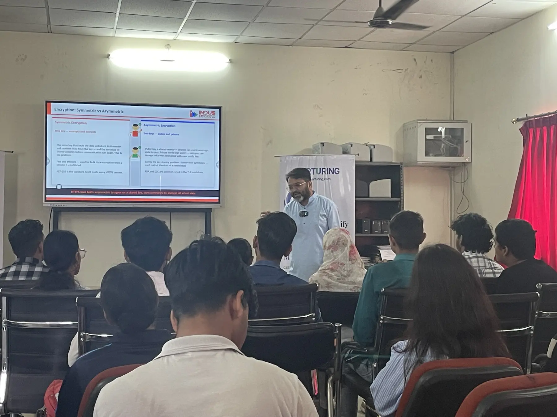Students attending a cybersecurity seminar